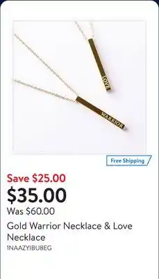 Walmart Gold Warrior Necklace & Love Necklace offer