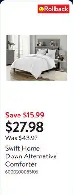 Walmart Swift Home Down Alternative Comforter offer