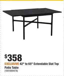 Home Depot EXCLUSIVE 42 to 65 Extendable Slat Top Patio Table offer