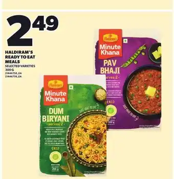 Loblaws HALDIRAM'S READY TO EAT MEALS, 300 G offer