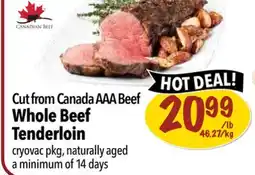 Farm Boy Cut from Canada AAA Beef Whole Beef Tenderloin offer