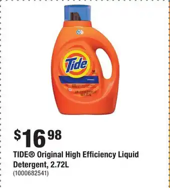 Home Depot TIDE Original High Efficiency Liquid Detergent, 2.72L offer