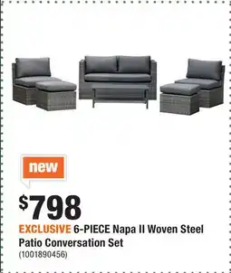 Home Depot EXCLUSIVE 6-PIECE Napa II Woven Steel Patio Conversation Set offer