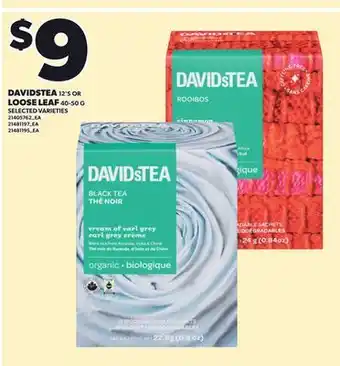 Loblaws DAVIDSTEA 12'S OR LOOSE LEAF 40-50G offer