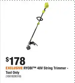 Home Depot EXCLUSIVE RYOBI 40V String Trimmer - Tool Only offer