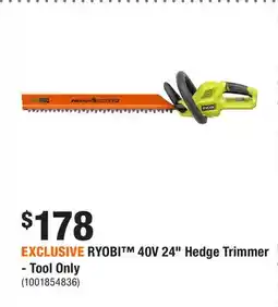 Home Depot EXCLUSIVE RYOBI 40V 24 Hedge Trimmer - Tool Only offer