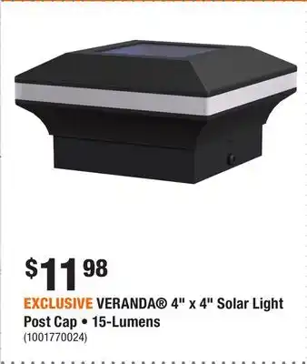 Home Depot EXCLUSIVE VERANDA 4 x 4 Solar Light Post Cap • 15-Lumens offer