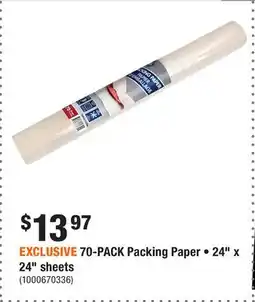 Home Depot EXCLUSIVE 70-PACK Packing Paper • 24 x 24 sheets offer