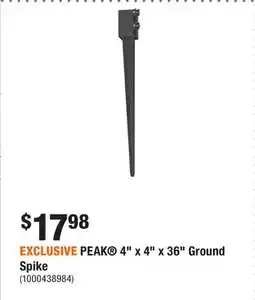 Home Depot EXCLUSIVE PEAK 4 x 4 x 36 Ground Spike offer