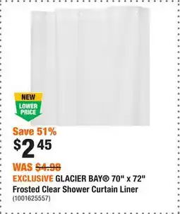 Home Depot EXCLUSIVE GLACIER BAY 70 x 72 Frosted Clear Shower Curtain Liner offer