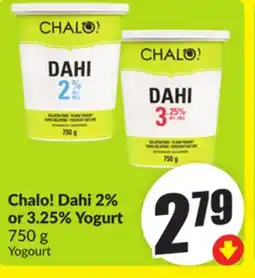 Chalo FreshCo Chalo! Dahi 2% or 3.25% Yogurt 750 g offer