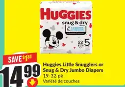 Chalo FreshCo Huggies Little Snugglers or Snug & Dry Jumbo Diapers 19-32 pk offer