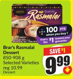 Chalo FreshCo Brar's Rasmalai Dessert 850-908 g Selected Varieties offer