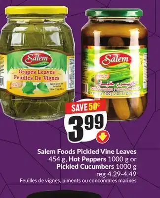 Chalo FreshCo Salem Foods Pickled Vine Leaves 454 g, Hot Peppers 1000 g or Pickled Cucumbers 1000 g offer