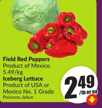 Chalo FreshCo Field Red Peppers Product of Mexico Iceberg Lettuce Product of USA or Mexico 1 Grade offer