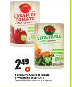 Chalo FreshCo Sainsbury's Cream of Tomato or Vegetable Soup 400 g offer