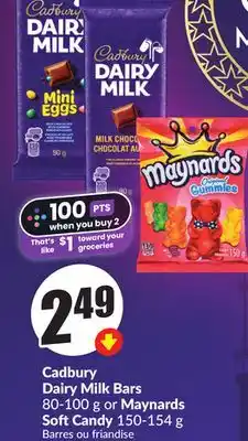 Chalo FreshCo Cadbury Dairy Milk Bars 80-100 g or Maynards Soft Candy 150-154 offer