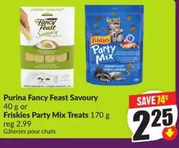 Chalo FreshCo Purina Fancy Feast Savoury 40 g or Friskies Party Mix Treats 170 g offer