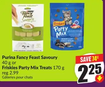 Chalo FreshCo Purina Fancy Feast Savoury 40 g or Friskies Party Mix Treats 170 g offer