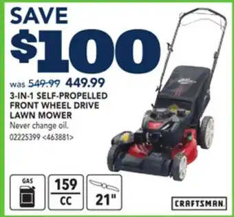 RONA CRAFTSMAN 3-In-1 Self Propelled Front Wheel Drive Lawn Mower offer