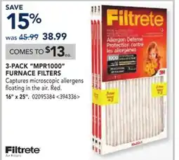 RONA 3-PACK MPR1000 FURNACE FILTERS offer