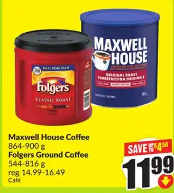 FreshCo Maxwell House Coffee 864-900 g Folgers Ground Coffee 544-816 g offer