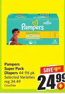 FreshCo Pampers Super Pack Diapers 44-96 pk Selected Varieties offer