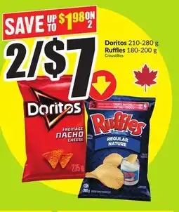 FreshCo Doritos 210-280 g Ruffles 180-200 g offer