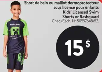 Walmart Kids' Licensed Swim Sorts or Rashguard offer