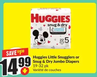 FreshCo Huggies Little Sungglers or Sung & dry Jumbo Diapers 19-32 pk offer