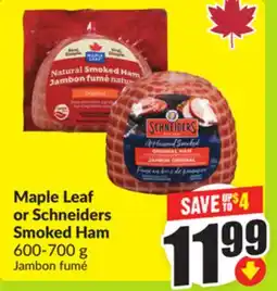 FreshCo Maple Leaf or Schneiders Smoked Ham 600-700 g offer