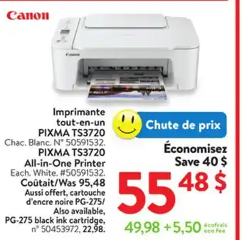 Walmart PIXMA TS3720 All-in-One Printer offer