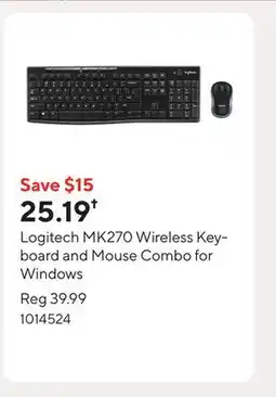 Staples Logitech MK270 Wireless Keyboard and Mouse Combo for Windows offer