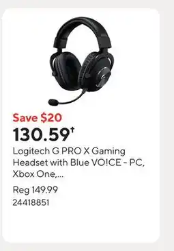 Staples Logitech G PRO X Gaming Headset with Blue VO!CE - PC, Xbox One, PS5, PS4, Nintendo Switch - Black offer