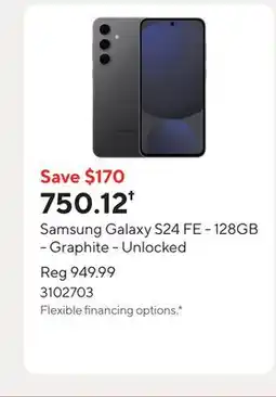 Staples Samsung Galaxy S24 FE - 128GB - Graphite - Unlocked offer