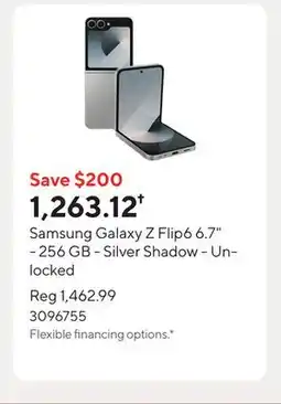 Staples Samsung Galaxy Z Flip6 6.7 - 256 GB - Silver Shadow - Unlocked offer