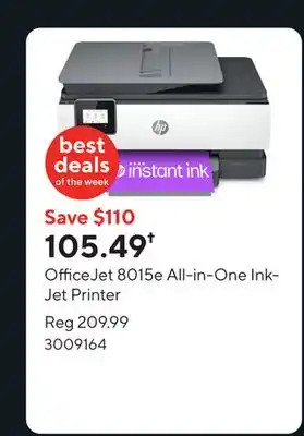 Staples OfficeJet 8015e All-in-One InkJet Printer offer