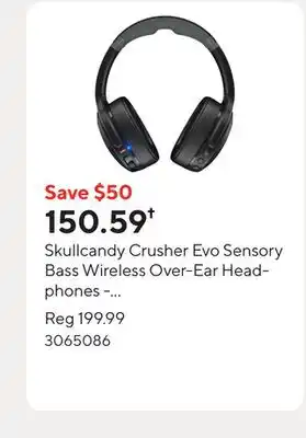 Staples Skullcandy Crusher Evo Sensory Bass Wireless Over-Ear Headphones - True Black offer