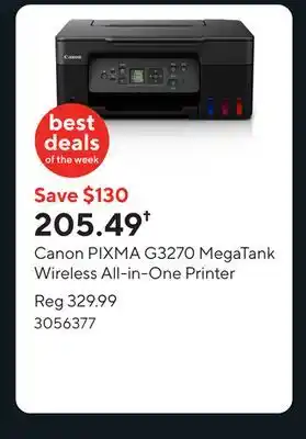 Staples Canon PIXMA G3270 MegaTank Wireless All-in-One Printer offer