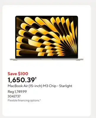 Staples MacBook Air (15-inch) M3 Chip - Starlight offer