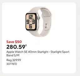 Staples Apple Watch SE 40mm Starlight - Starlight Sport Band S/M offer