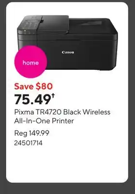 Staples Pixma TR4720 Black Wireless All-In-One Printer offer