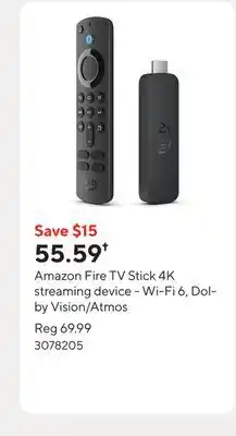 Staples Amazon Fire TV Stick 4K streaming device - Wi-Fi 6, Dolby Vision/Atmos offer