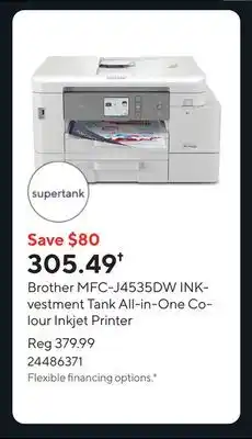 Staples Brother MFC-J4535DW INKvestment Tank All-in-One Colour Inkjet Printer offer