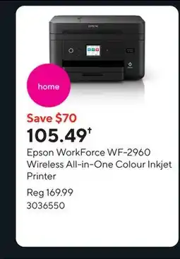 Staples Epson WorkForce WF-2960 Wireless All-in-One Colour Inkjet Printer offer