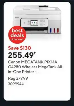 Staples Canon MEGATANK PIXMA G4280 Wireless MegaTank All-in-One Printer - White offer