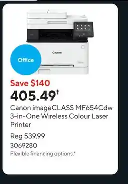 Staples Canon imageCLASS MF654Cdw 3-in-One Wireless Colour Laser Printer offer