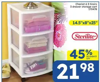 Rossy 3 drawer storage cart offer