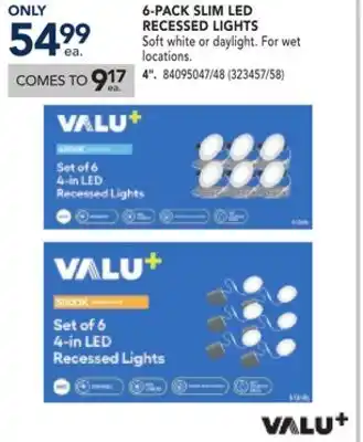 RONA VALU+ 6-PACK SLIM LED RECESSED LIGHTS offer