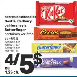 L'Intermarché BARRES DE CHOCOLAT NESTLÉ, CADBURY OU HERSHEY'S, BUTTERFINGER, 33 - 60 g offer